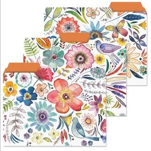 Embroidered Florals Top Tab Decorative File Folders, 12 ct (480222)